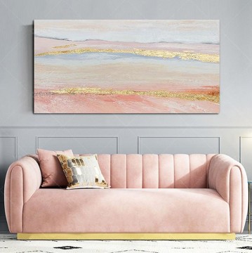 抽象的かつ装飾的 Painting - ゴールド ピンク 07 壁装飾
